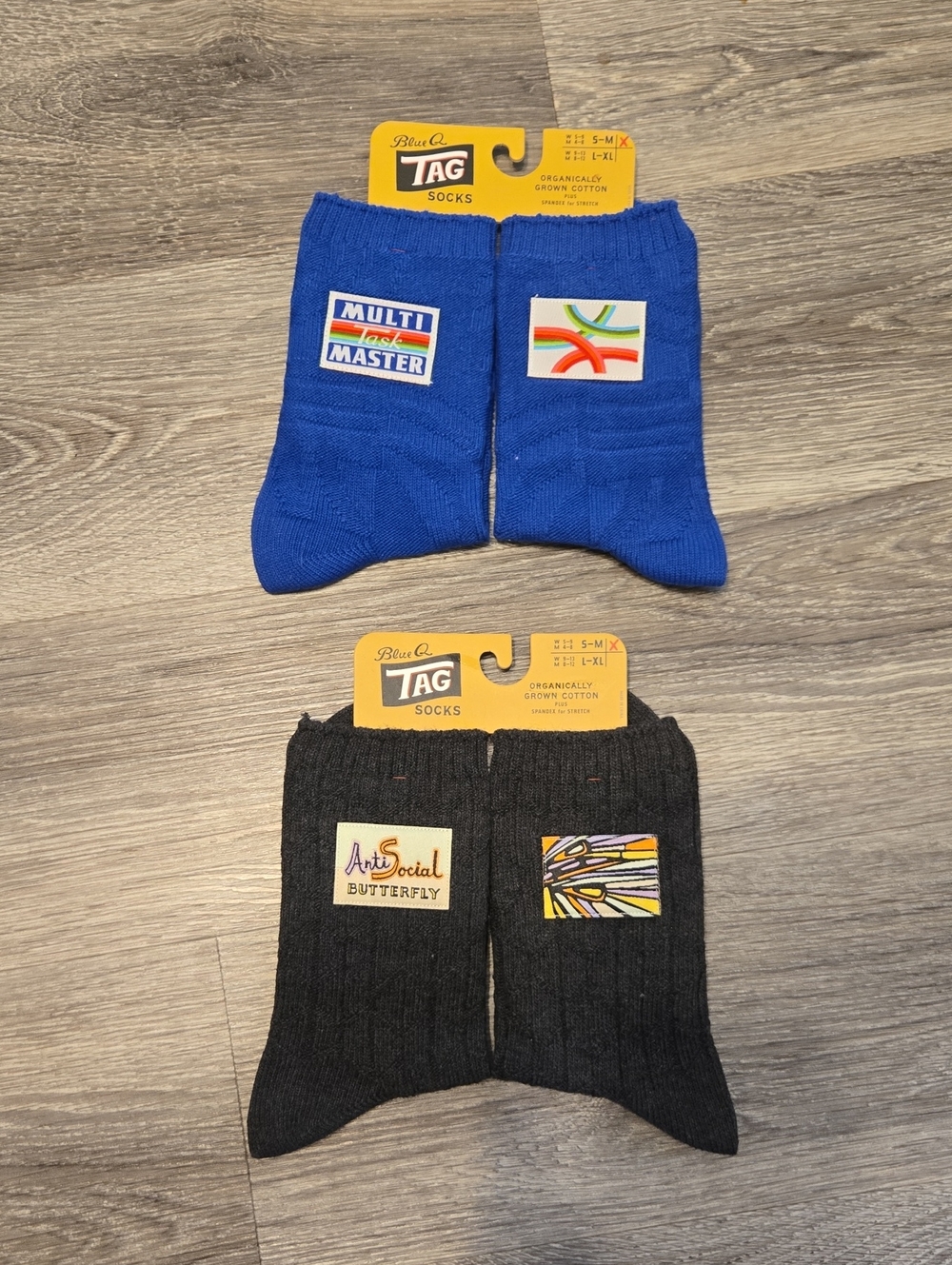 NWT Lot Of 2 Blue Q Tag Socks S/M
